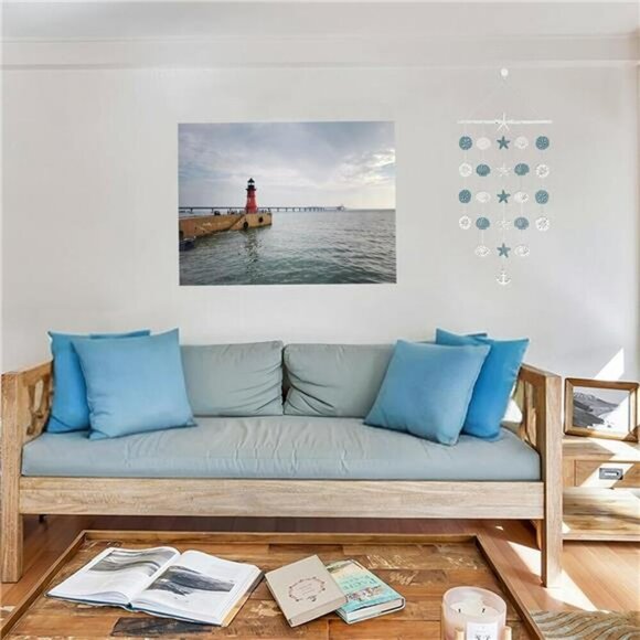 Coastal Starfish Nautical Wall Decor Anchor Seashell Beach Bathroom Art 28x16 - Picture 4 of 8